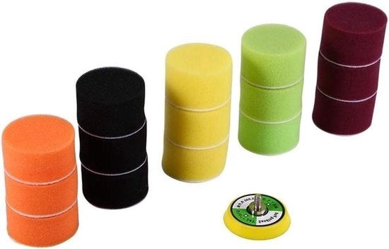 Set di cuscinetti di polimento - Auto - 16 pezzi - 5,1 cm - Set - Macchina di pulitura a vapore - Filo di polimento - Adatto per - M6X1 - Colore - Tracciato di polimento - Spugna
