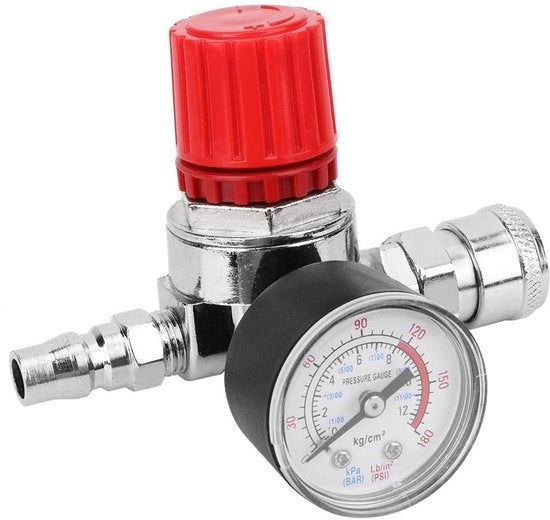Regolatore di Pressione con Manometro - Regolatore di Compressore - Flessibilità - Connettori - Pressione Massima 0,8 mpa - Calibro 10 mm - Regolatore di Flusso d'Aria
