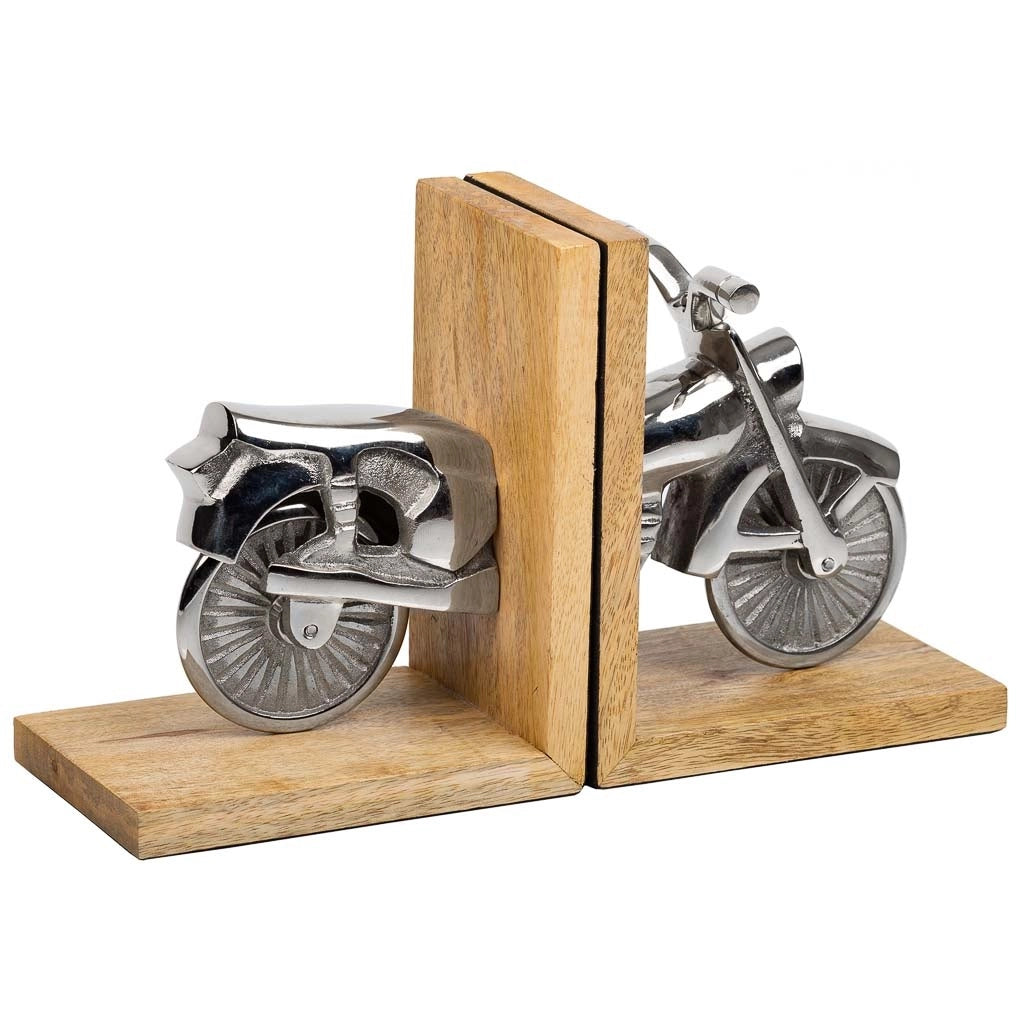 Fermalibri legno e alluminio argentato 30x10x17h