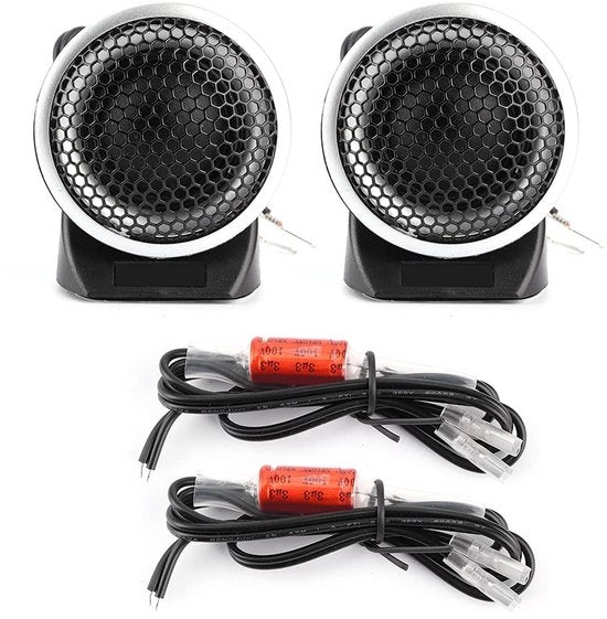 Altoparlanti Tweeter - 150W Audio - Mini Bocchetta - Nero + Argento - 92dB Qualità Acustica - Adatto per Sistema Audio Auto - Diametro 5 cm