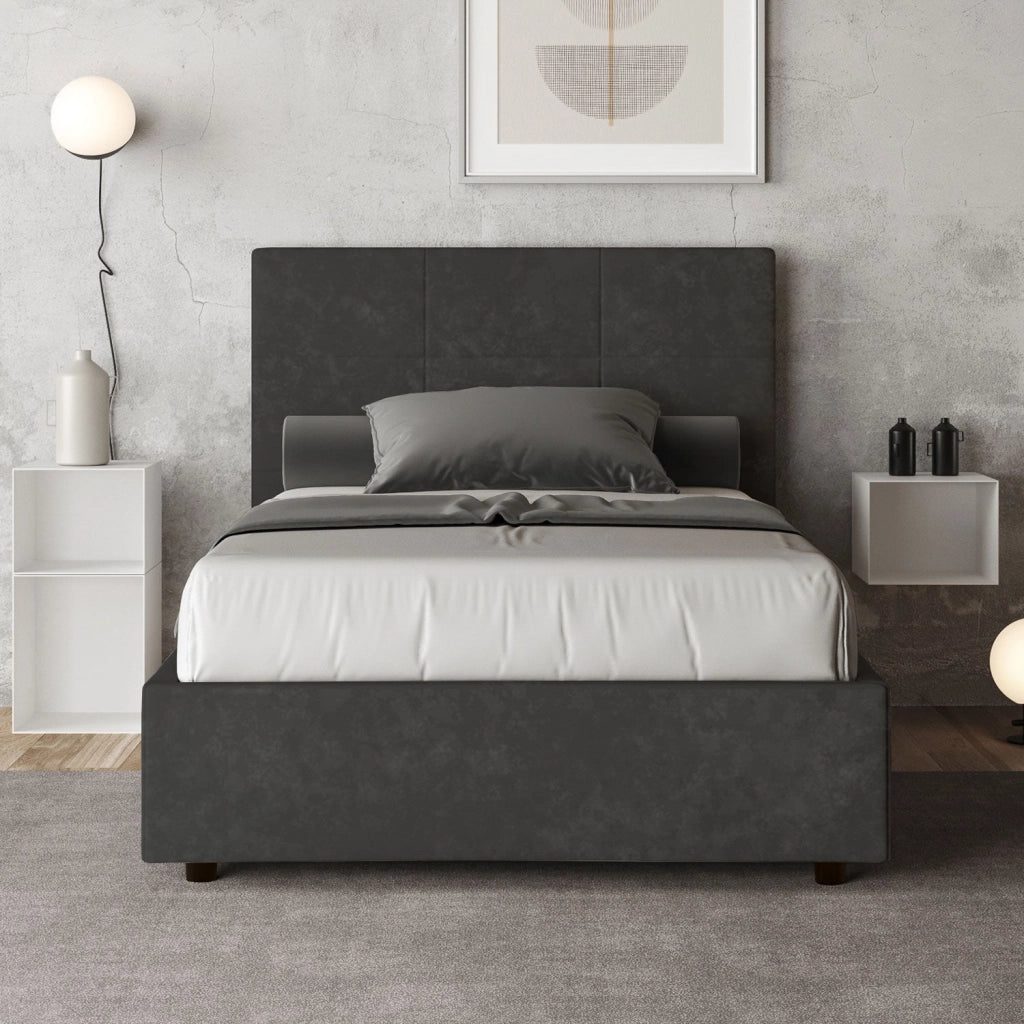 Letto 1 Piazza e Mezzo 120x200 cm con Rete Mika Grigio