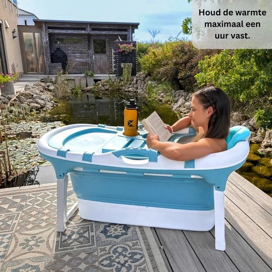 Piscina per Bambini e Adulti con Cuscino - 121cm - Piscina Mobiliabile - Ideale per Piccole Stanze da Bagno - Verticale - Blu