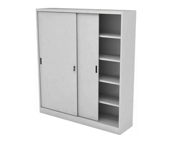 Armadio da ufficio ad ante scorrevoli con 4 ripiani colore grigio cm. 120x45x200H