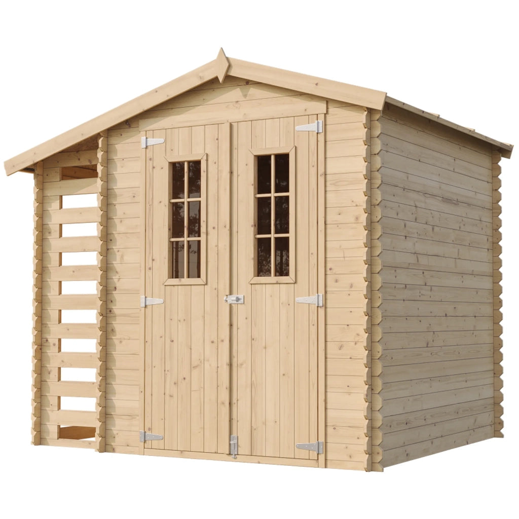 Casetta da Giardino in Legno con Legnaia da Esterno - 3,53 m2 + 0,97 m2 - TIMBELA M386C