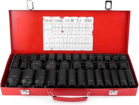 Set di chiavi a sei punte da 35 pezzi con punterie a percussione metrica 1/2 pollice 6 punte con astuccio di trasporto per ambienti domestici