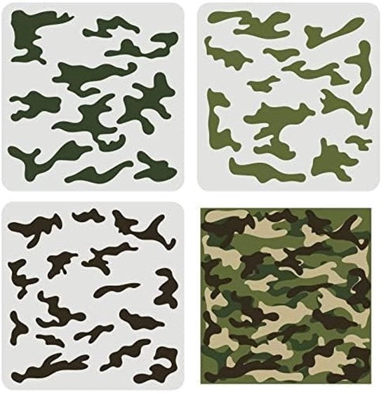 Corona d'Oro - Kit di Stampa Camouflage - Stencil di Camuffamento - Creatività con la Pittura - 30 x 30 cm - Stencil per Spray - Adatto per Legno e Canova - Animali e...