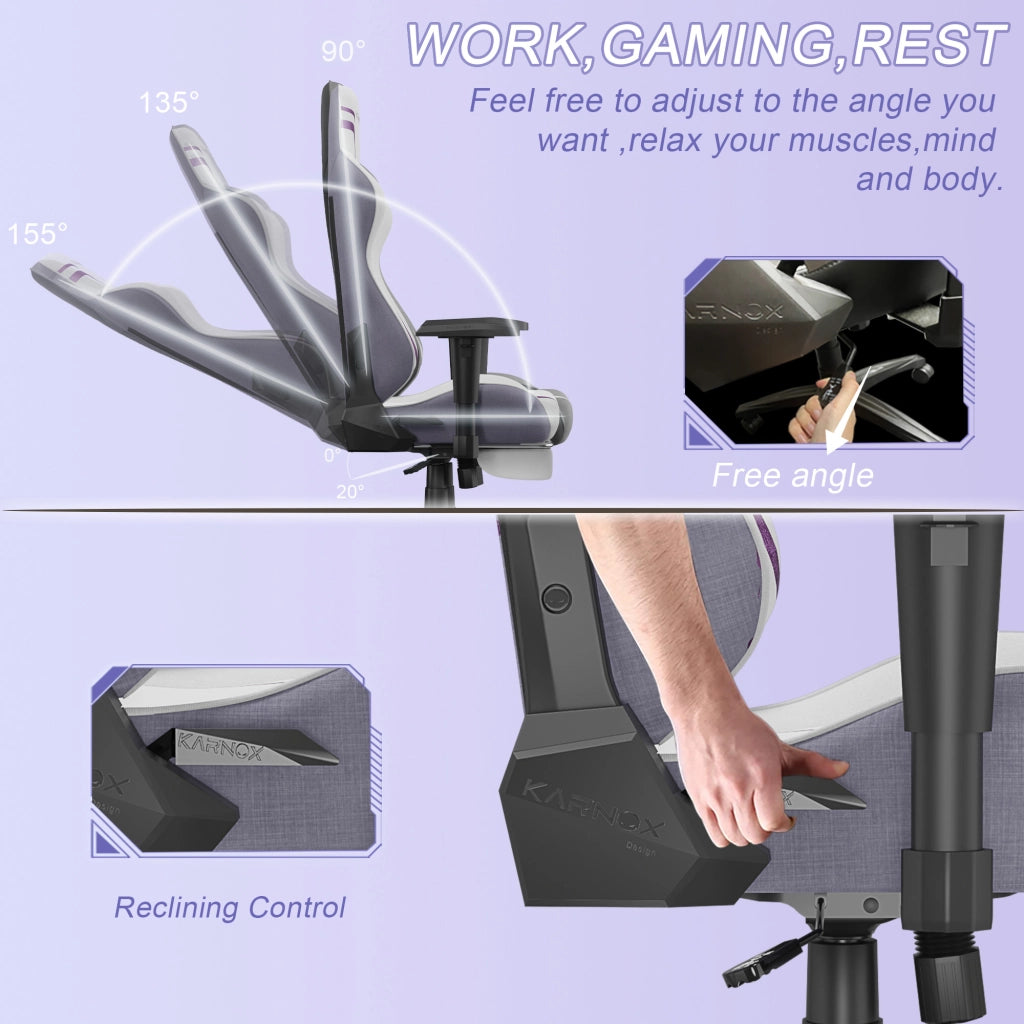 SEDIA Gaming Ergonomica in Tessuto Bianco e Viola 54,5x50x132 cm