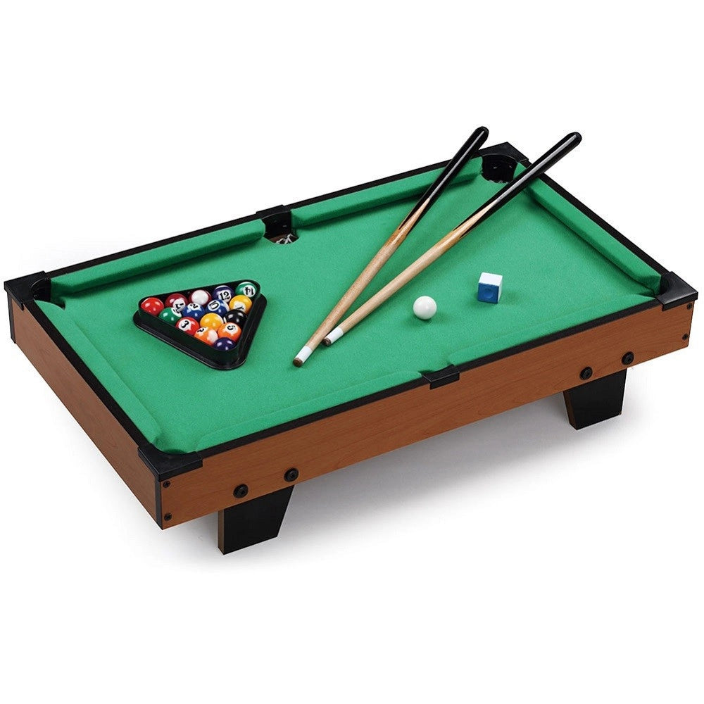 Trade Shop - Carambola Biliardo Da Tavolo In Legno Con Piedi 15 Palle E 2 Stecche 65x37x15cm -