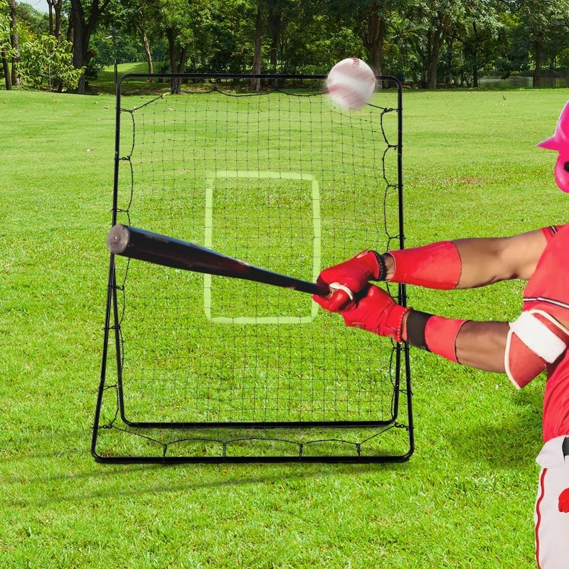 Rete di rimbalzo per baseball, resistente alle intemperie, con struttura in metallo, zona di battuta verde, 174H x 123W x 90D cm