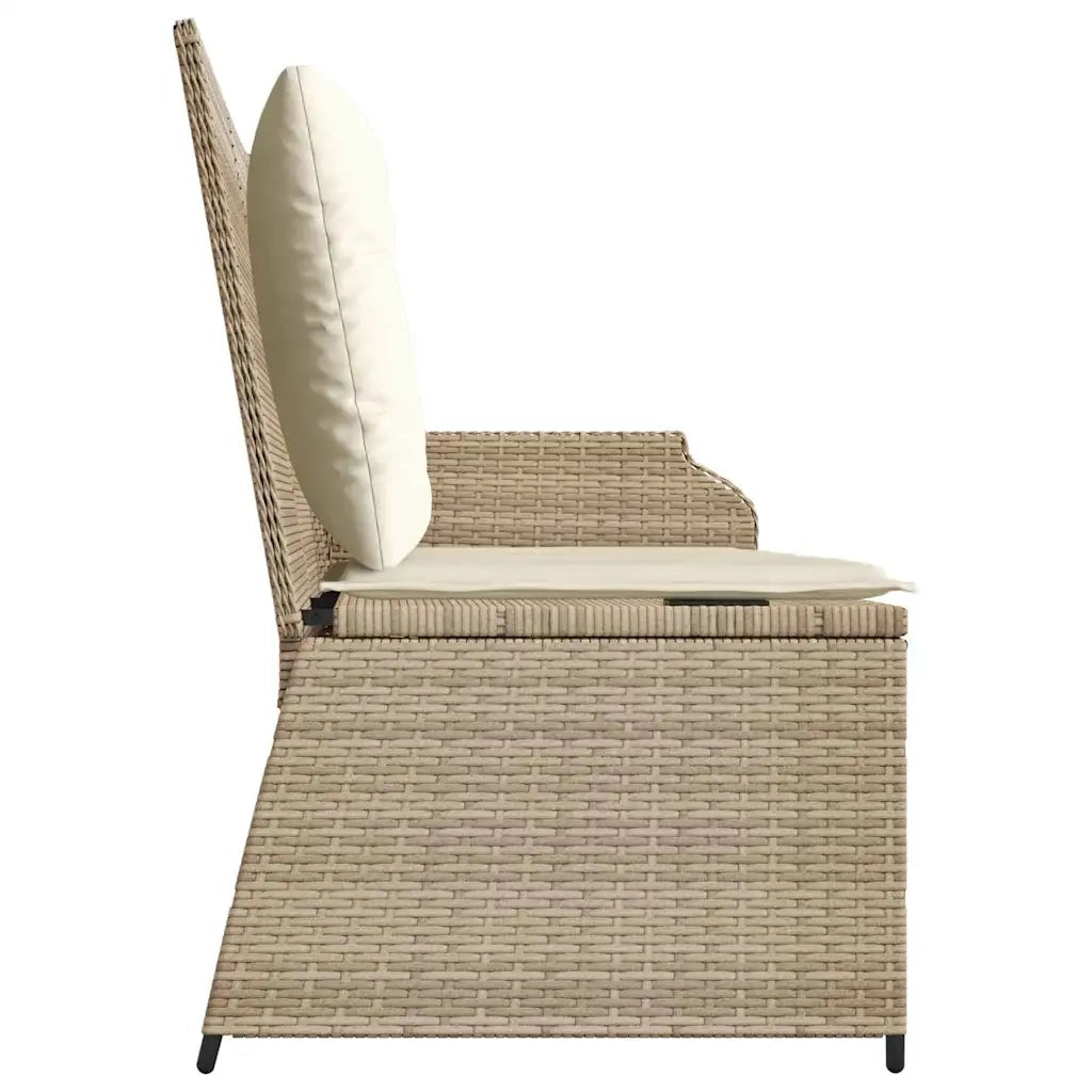 Panca Reclinabile da Giardino con Cuscini Beige in Polyrattan 368941