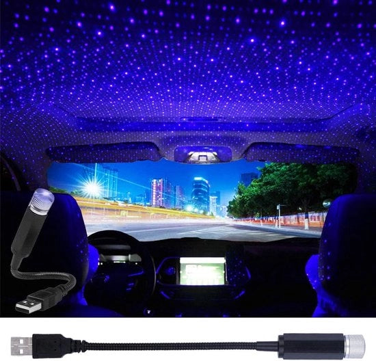 Proiettore stellare USB, lampada da notte portatile regolabile romantica per decorazione di auto, soffitti, camere da letto (blu viola)
