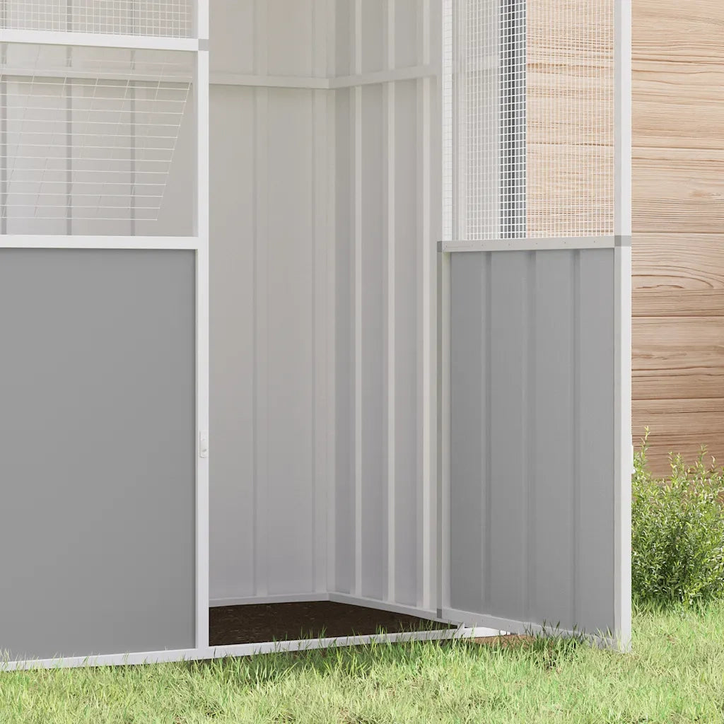 Gabbia per Uccelli Grigia 215x78x200 cm in Acciaio Zincato 172345