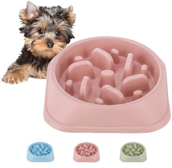 Automaizzatore di cibo per cani, scatole per cibo per gatti con superficie antiscivolo, prevenzione della soffocazione, modello per voering lenta, colore roso