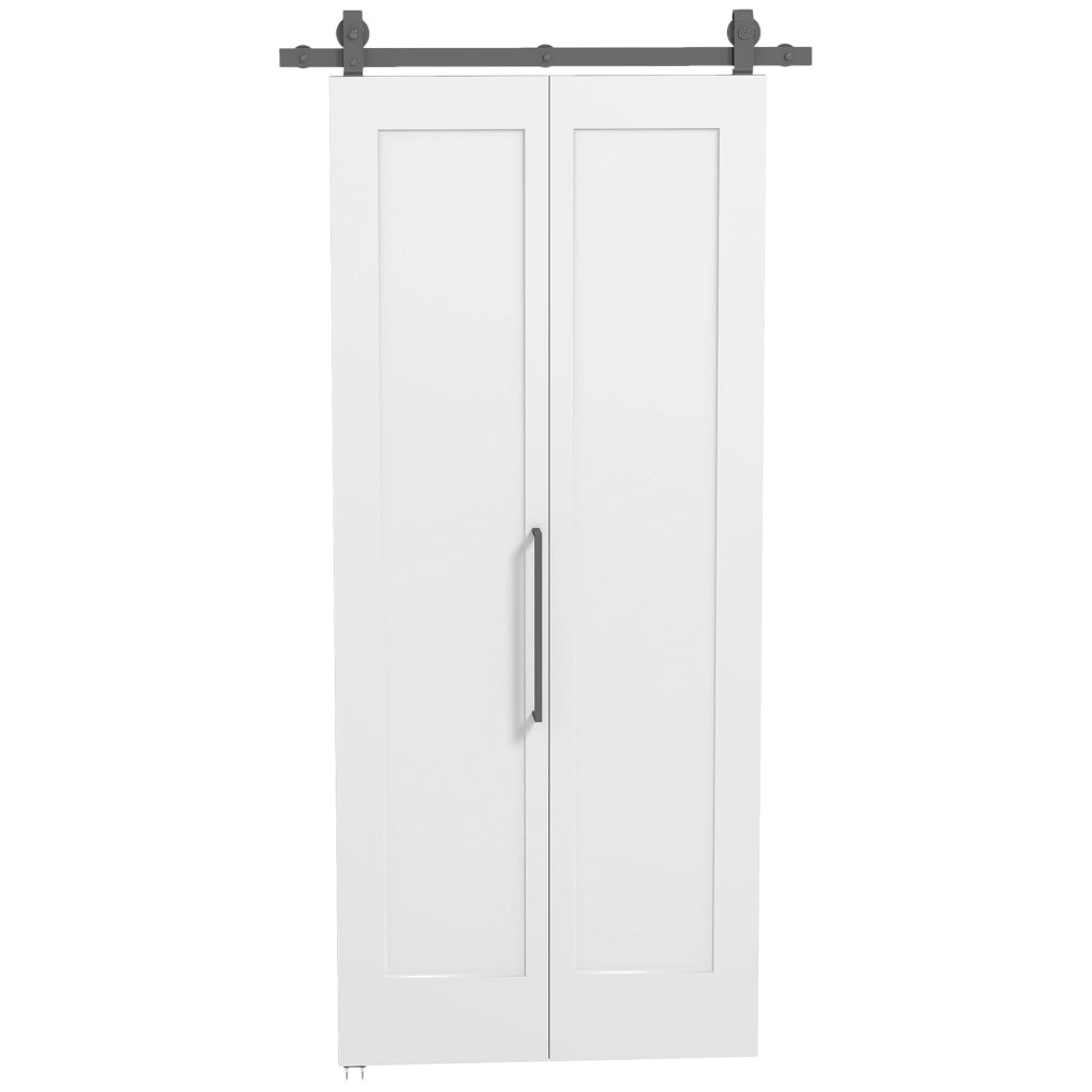 Porta Scorrevole a Libro 90x210 cm con Superficie Verniciabile in MDF e Carbonio Bianco