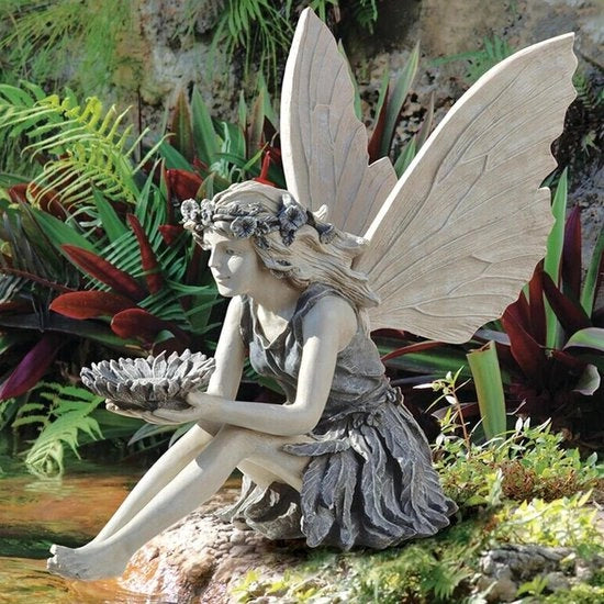 Figurine di Natale in Resina Decorativa per Giardino Ornamento di Manufatto Seduta Fata Magica per Paesaggio di Costruzione Angelo Ornamento