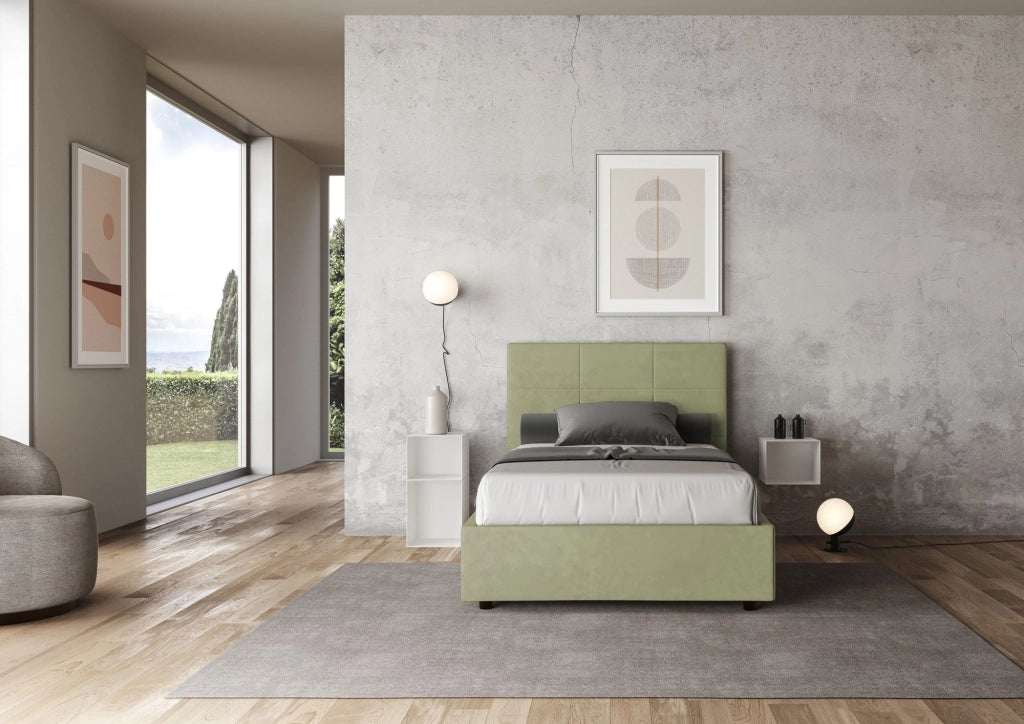 Letto 1 Piazza e Mezzo 120x190 cm con Rete Mika Tè verde