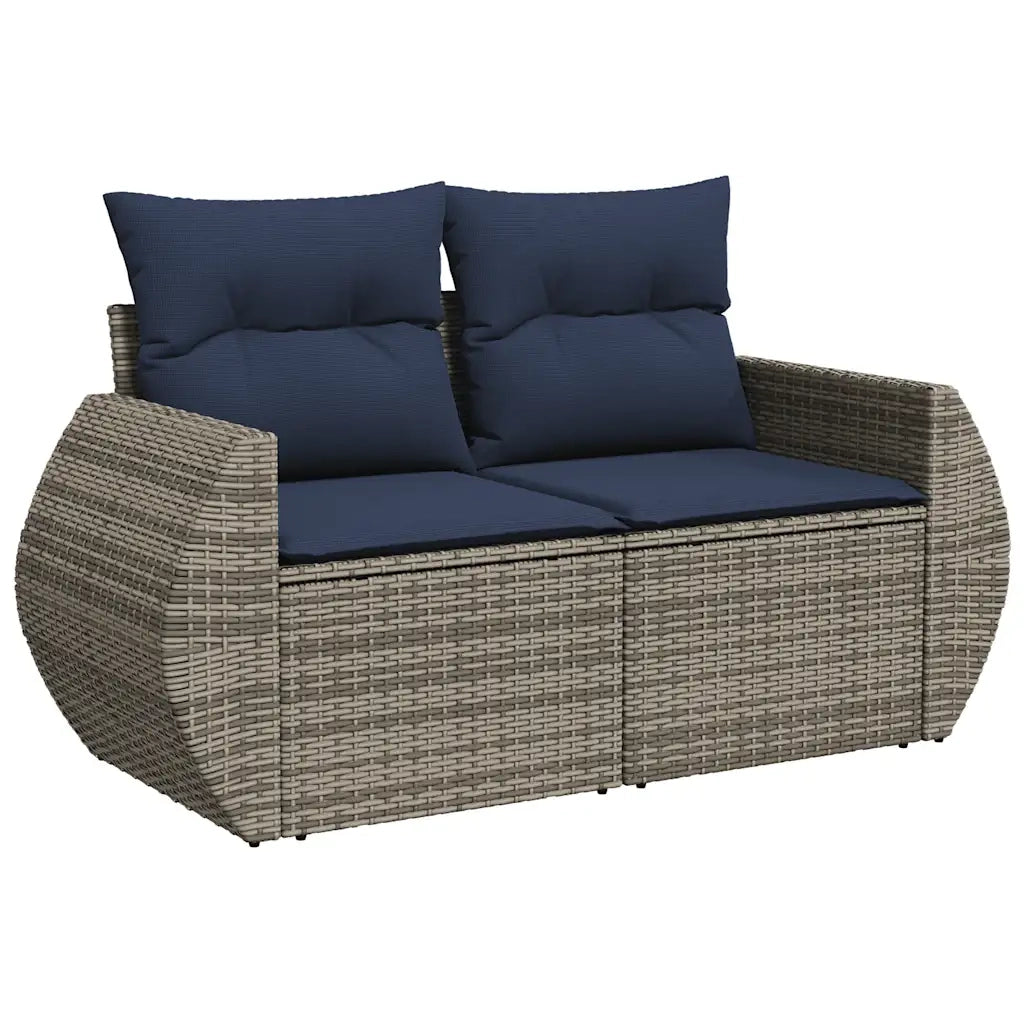 Set Divani da Giardino 9 pz con Cuscini Grigio in Polyrattan 3221770