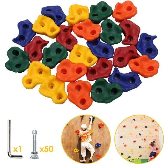 Set di Climbing Stone 30 Pezzi per Bambini - Corda da Arrampicata Multicolore per Parete da Arrampicata - Utilizzo Interno ed Esterno