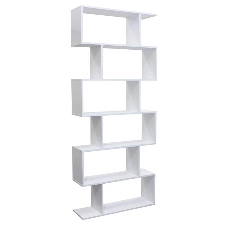LIBRERIA ALANA CON 6 RIPIANI SFALSATI IN DESIGN MODERNO BIANCA
