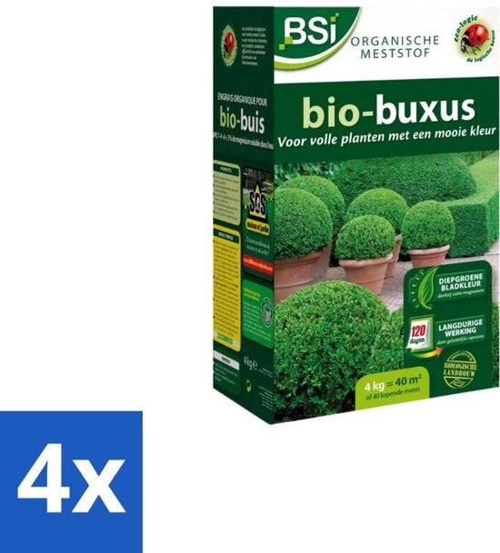 Bio Meststof per Buxus - Crescita Salute e Foglie Profonde - 4 kg (40 m²) - Pacchetto Economico - 4 pezzi