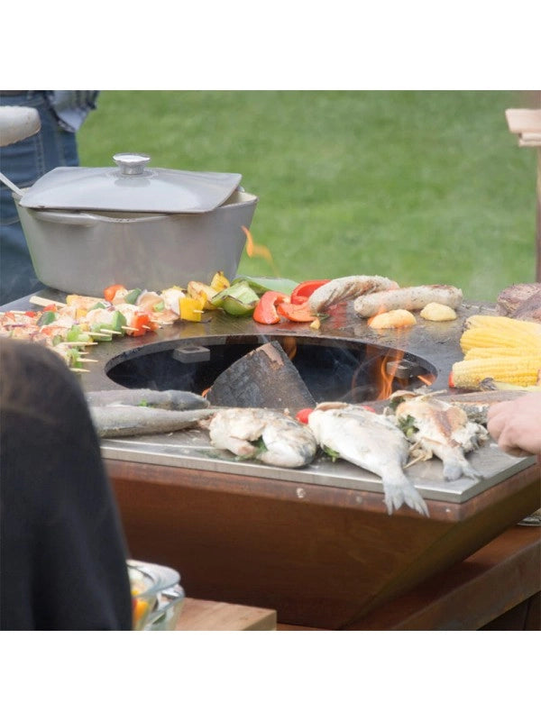 Braciere da giardino, Barbecue con griglia in acciaio - G1 Basic corten
