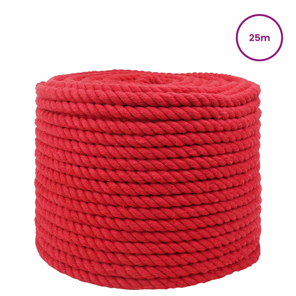 Corda di Cotone 12 mm 25 m Rosso 100% Cotone 42011911
