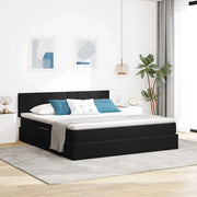Letto con contenitore e LED con led Nero 160 x 200 cm Velluto
