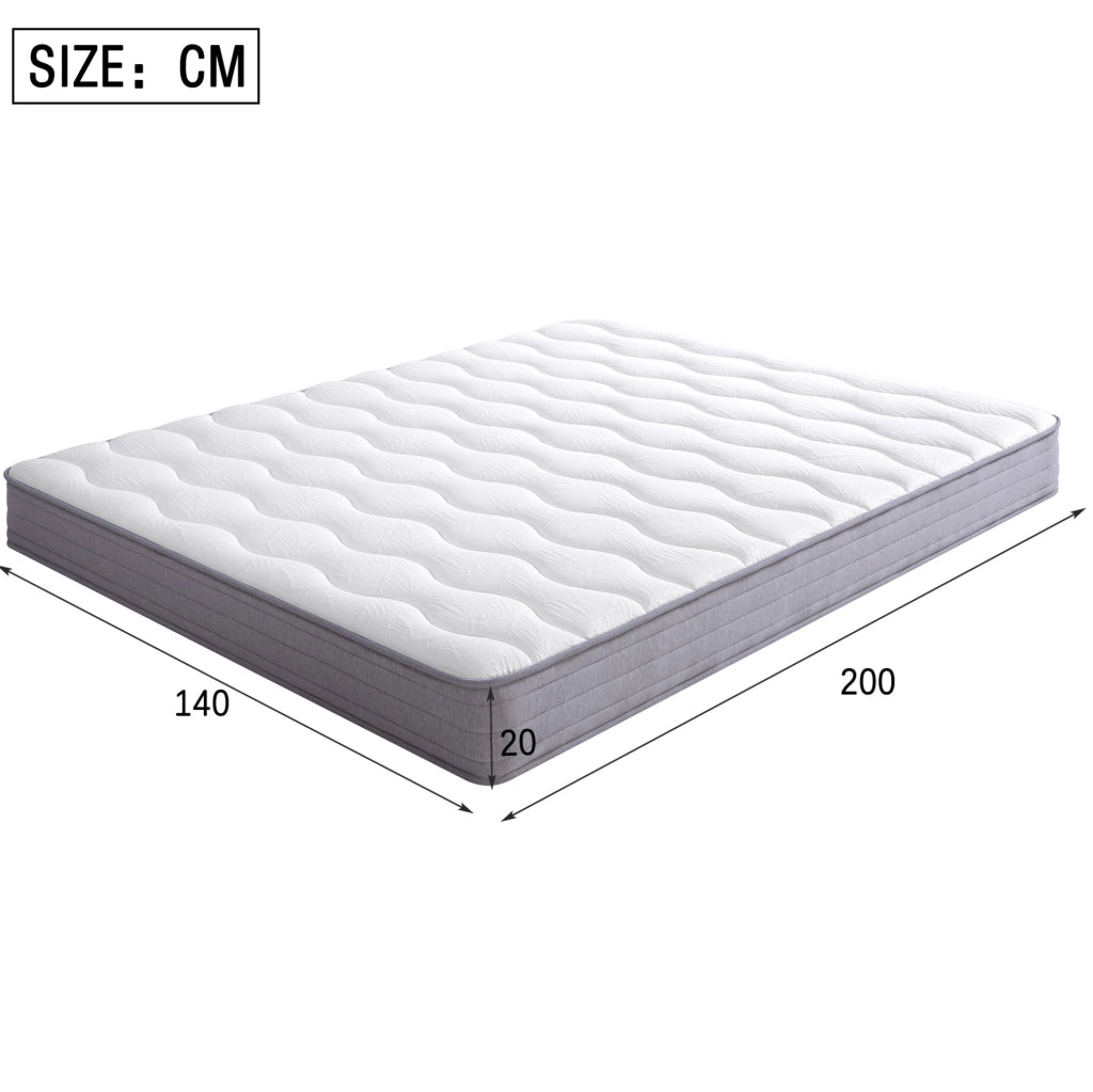 Materasso a molle ergonomico 140x200 cm spessore 20 cm; in tessuto e metallo; bianco