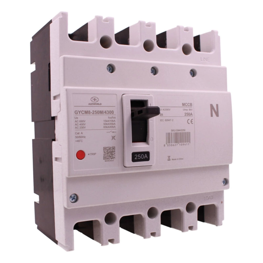 Interruttore Scatolato MCCB 4P 200A/250A 50kA, Magnetotermico Trifase AC 400V (250A)