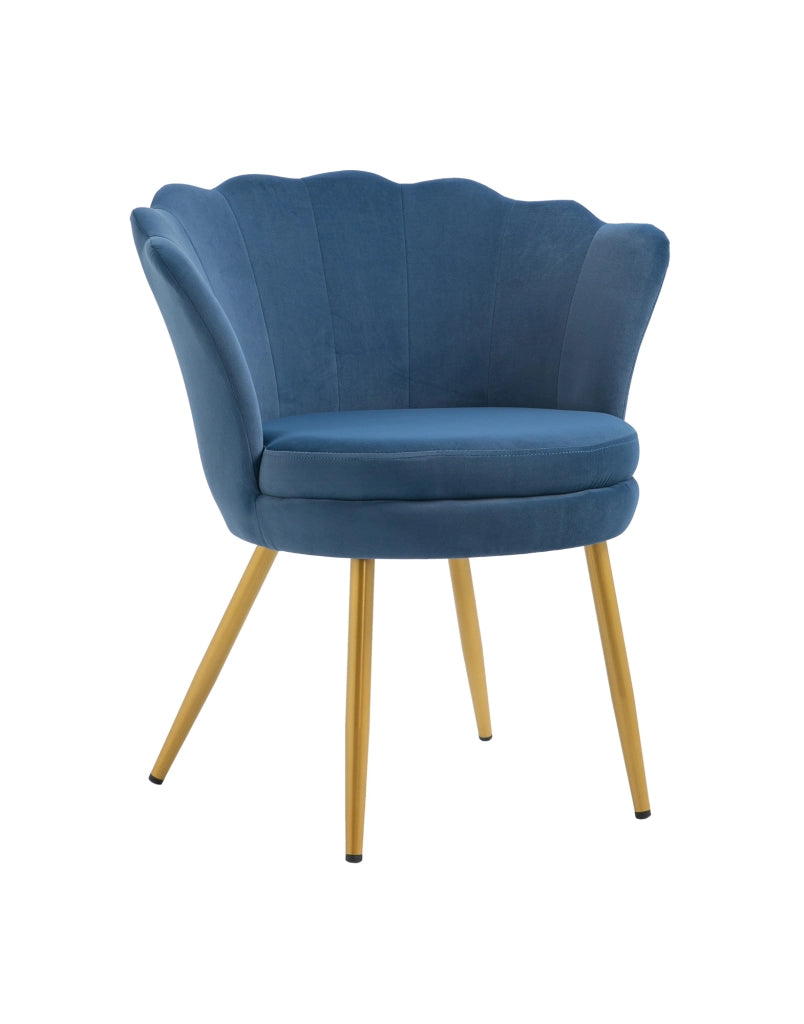 Poltrona Conchiglia Camera da Letto in Velluto Design Moderno Maddina Blu