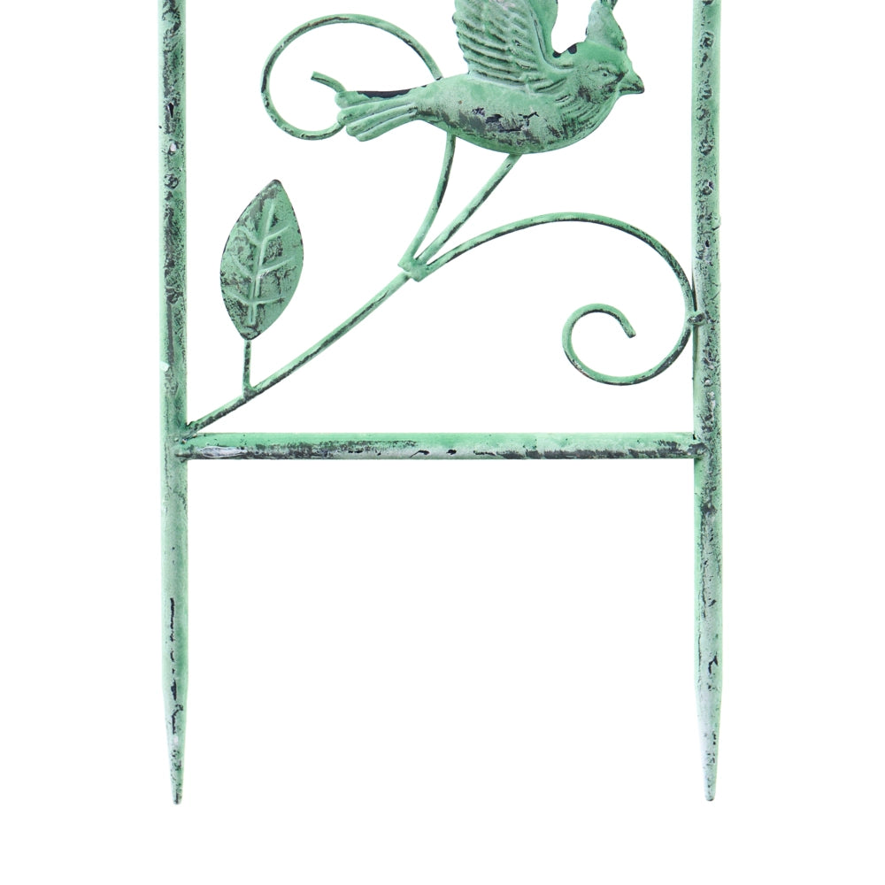 Abbeveratoio per uccelli in ferro verde per il giardino, elemento decorativo da esterno
