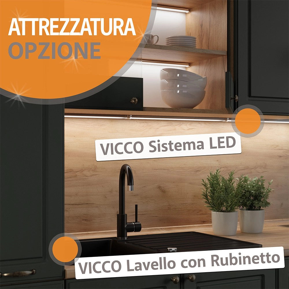 Vicco Cucina monoblocco Rovere artigianale/bianco 140 cm senza piano di lavoro