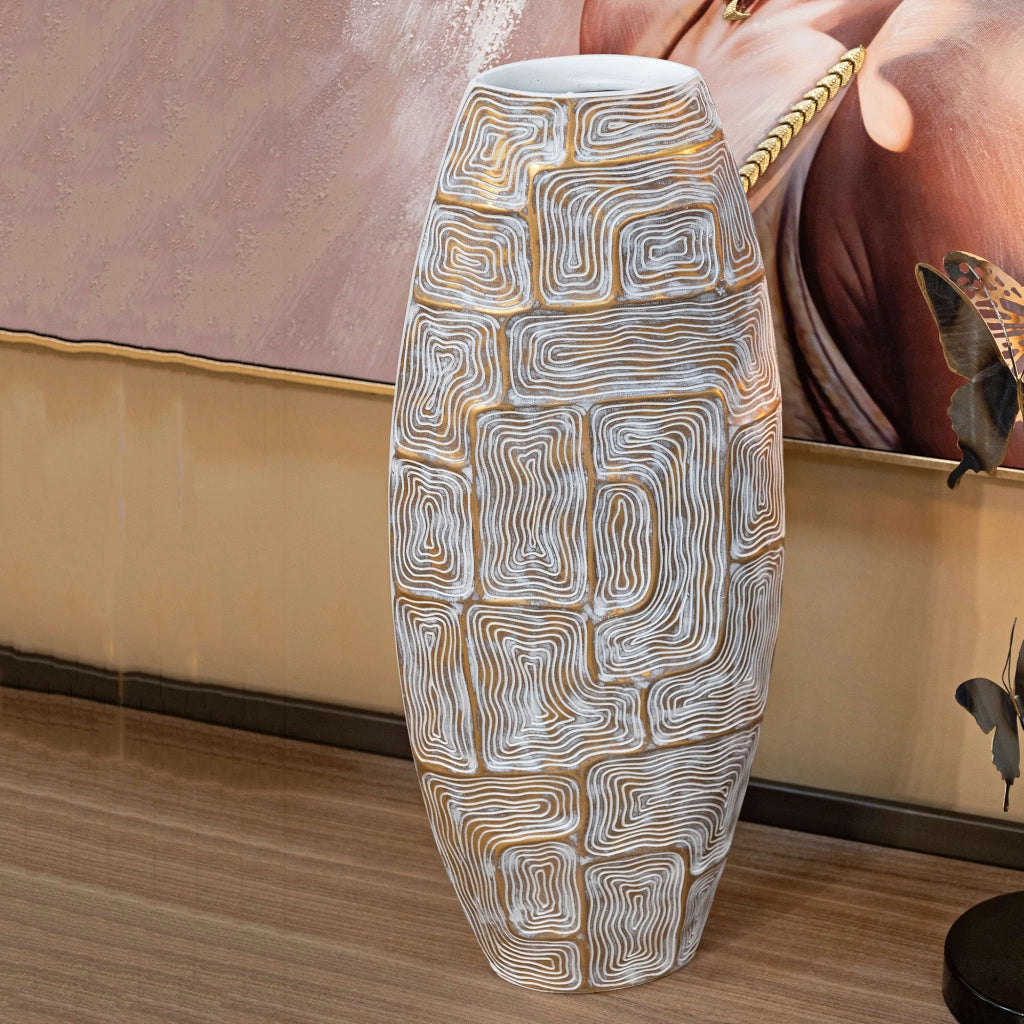 Bamorasi, Vaso Disegni con Linee Geometriche, oro