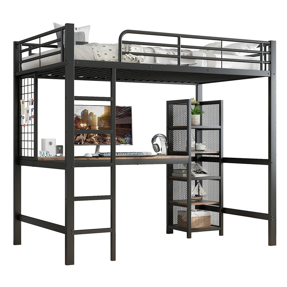 Letto a soppalco - Xylo - 90x200 cm scrivania metallo legno
