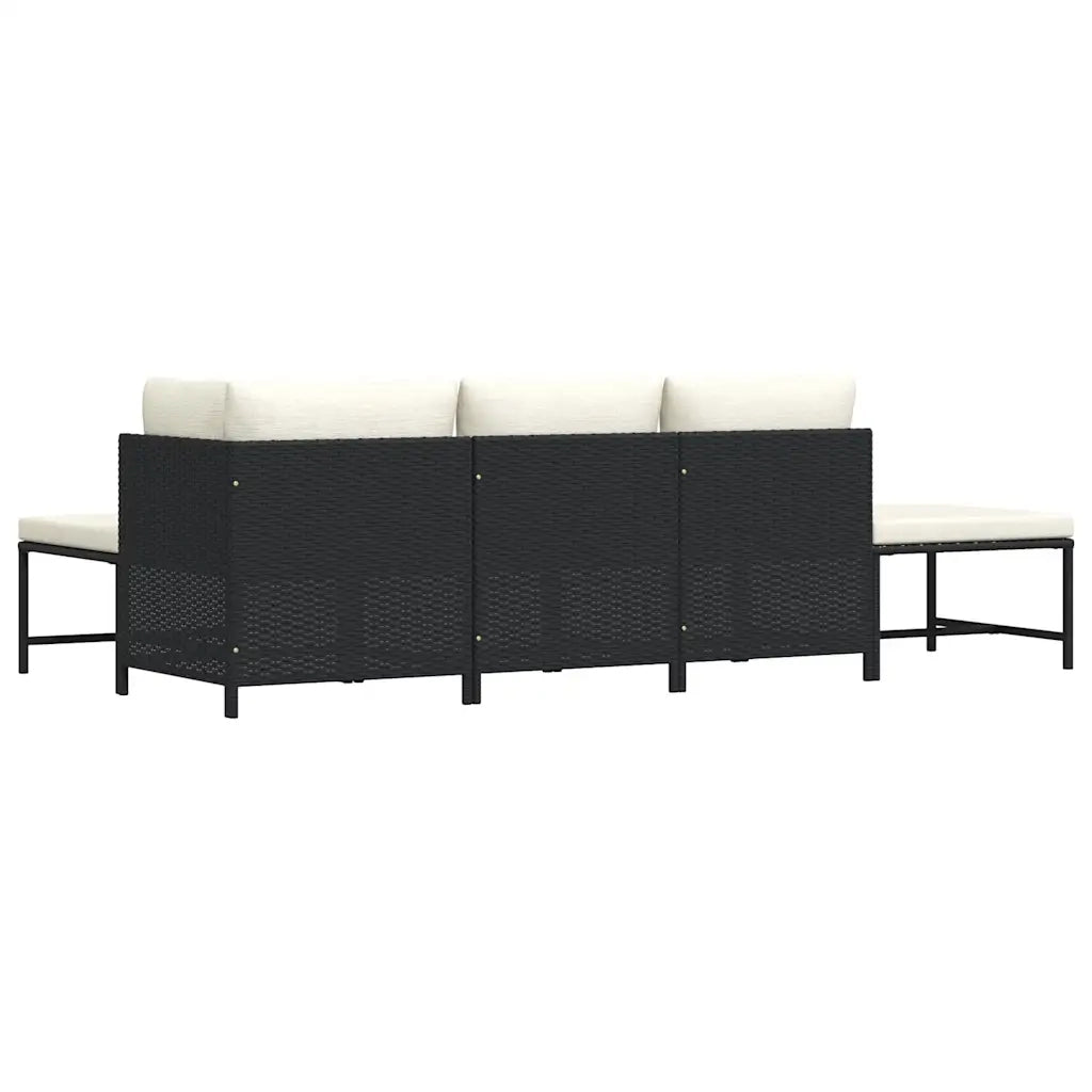 Set Divani da Giardino 5 pz con Cuscini in Polyrattan Nero 313517