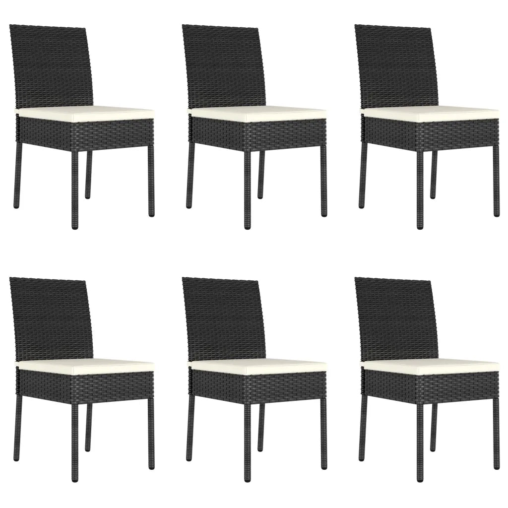 Set da Pranzo da Giardino 7 pz in Polyrattan Nero