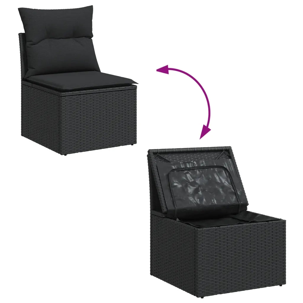 Set Divani da Giardino 13pz con Cuscini Nero in Polyrattan 3256258