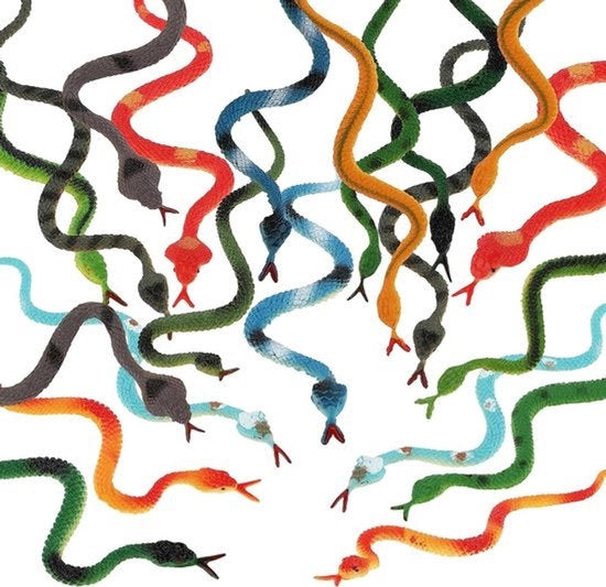 24 pezzi di serpenti giocattolo in gomma, serpenti colorati e realistici, lunghezza del regno animale.