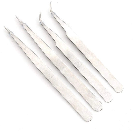 Set di Spilloni Antistatici Professionali - 4 pezzi in Acciaio Inox - Punte Curve e Rettilinee - Spilloni Precisi per Hobby - Ideali per Modellismo