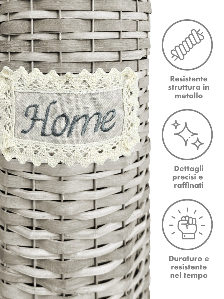 Portarotolo Carta Igienica Da Terra Con Coperchio Portacarta Struttura Robusta In Metallo Con Rivestimento Elegante Design Moderno Accessori Bagno In Vimini Intrecciato Fino a 4 Rotoli   - Home