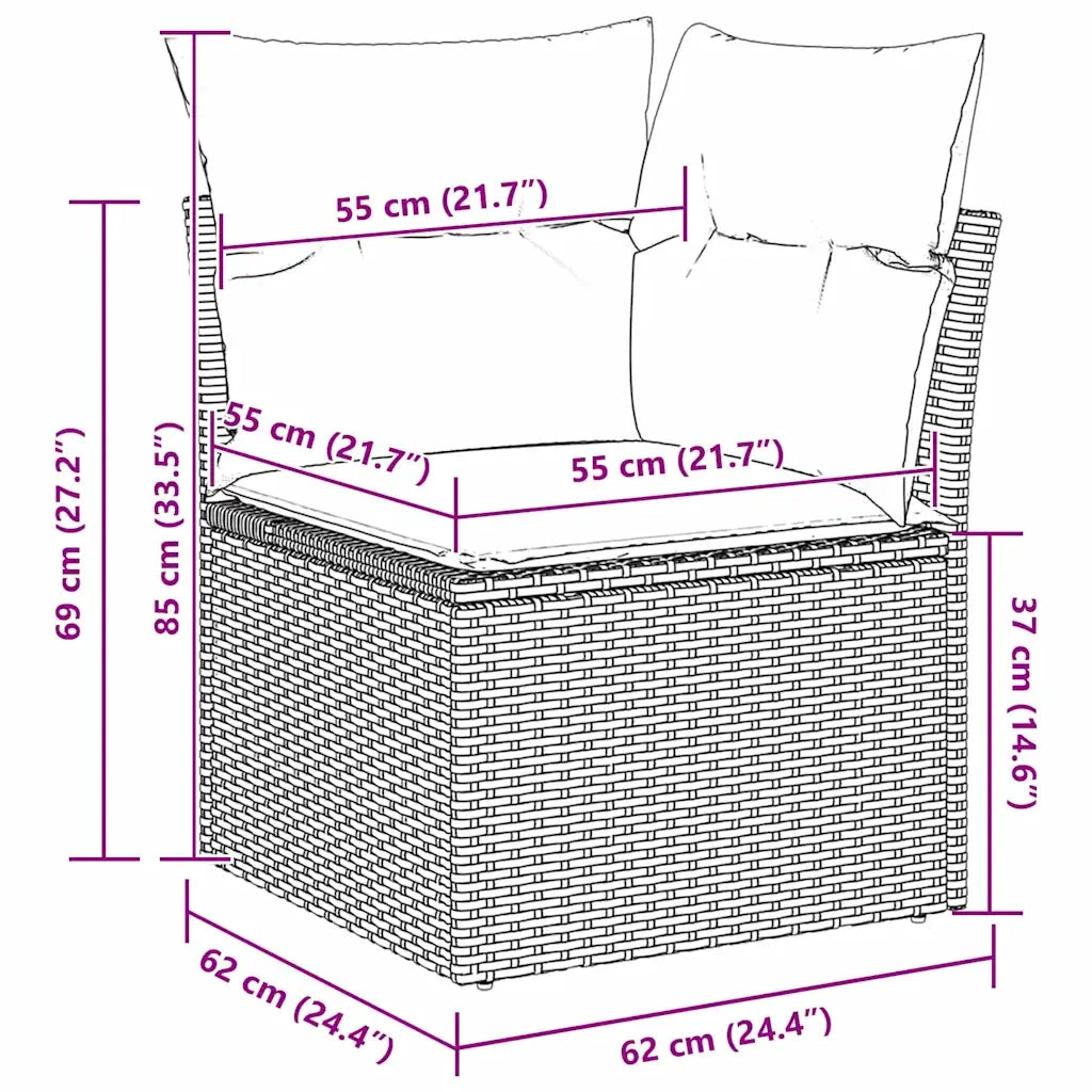 Set Divano da Giardino con cuscino 10 pcs Nero polyrattan 3347621
