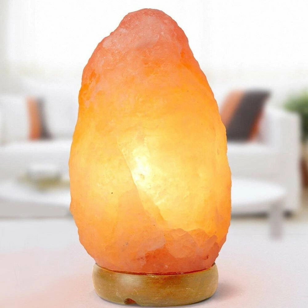 Trade Shop - Lampada Di Sale Himalaya Salgemma Grezza 700gr Luce Led Da Tavolo A Batteria -