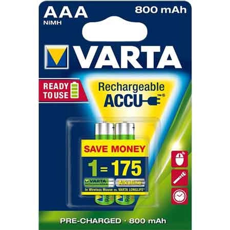 PILE RICARICABILI 'RR ACCU' MINISTILO 800 mAh - Blister 2 Pezzi - 10 pezzi- VARTA
