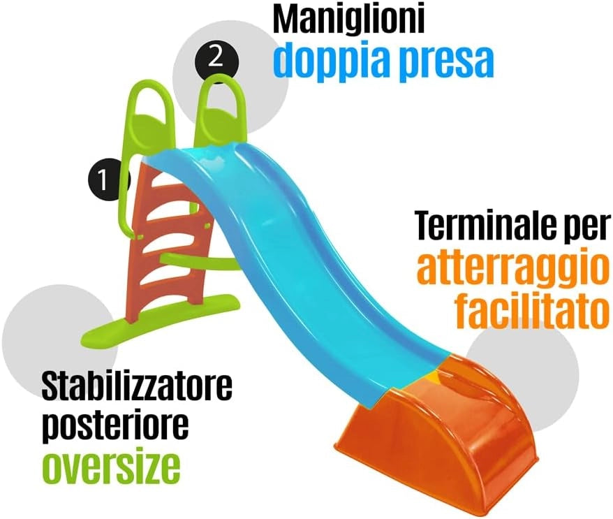 Scivolo per bambini 5 gradini con innesto acqua. Scivolo da giardino per bambini super resistente. Scivolo per bambini d