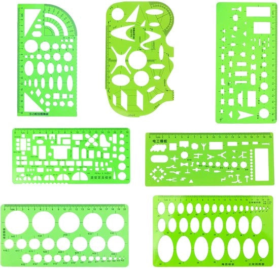 Prodotti VT - Mattoncino plastico per disegno - Tecnica di disegno - Di alta qualità e duraturo - Verde - Materiale scolastico - Adatto per ufficio e scuola - 7 pezzi