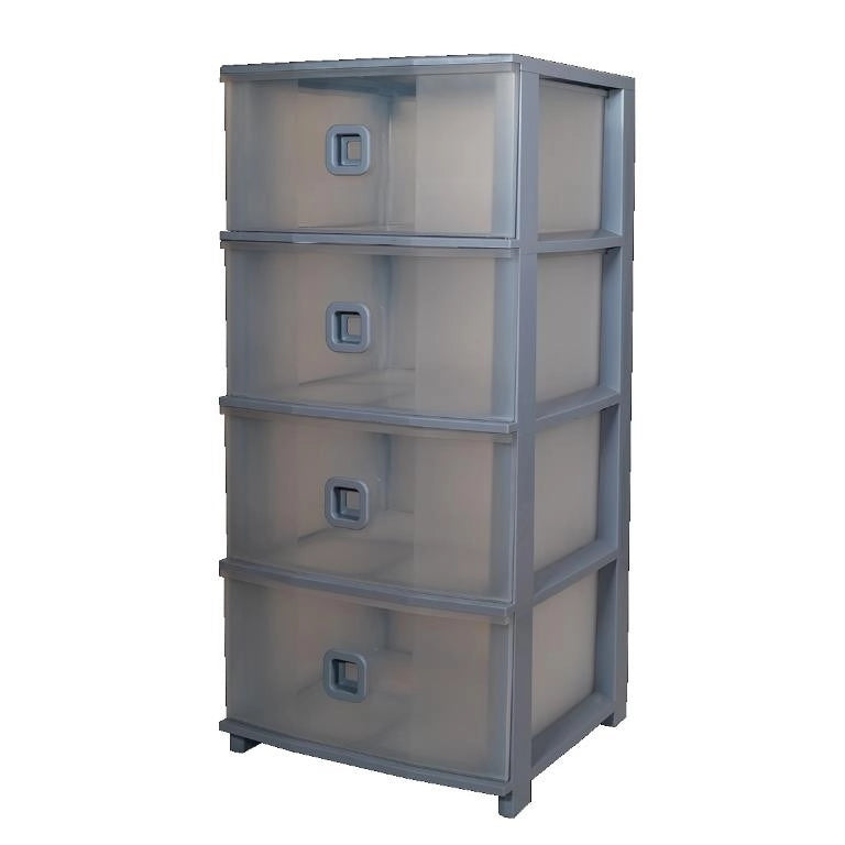 Cassettiera Pratika Plus 4 Cassetti Grigio 37,5 x 37 x 80 cm