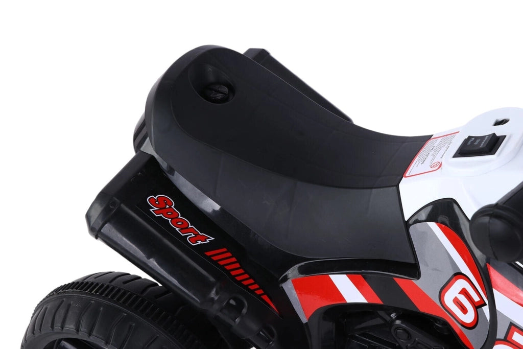 Moto Elettrica per Bambini 6V 3 Ruote con Suoni e Luci Bianco