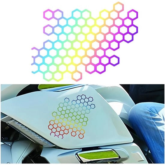 Sticker per Motocicletta - Decorazione a Sei Angoli - Universale - Colorazione Laser - Accessori per Motocicletta - Adesivo Permanente