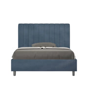 Letto una piazza e mezza contenitore imbottito 120x200 microfibra blu Agueda
