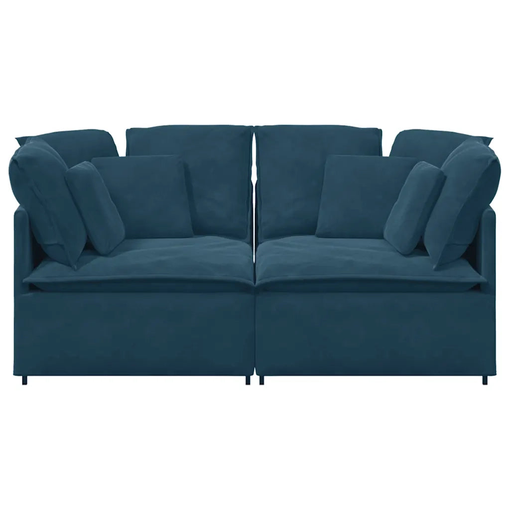 Divano Modulare con Cuscini in Velluto Blu 3321248